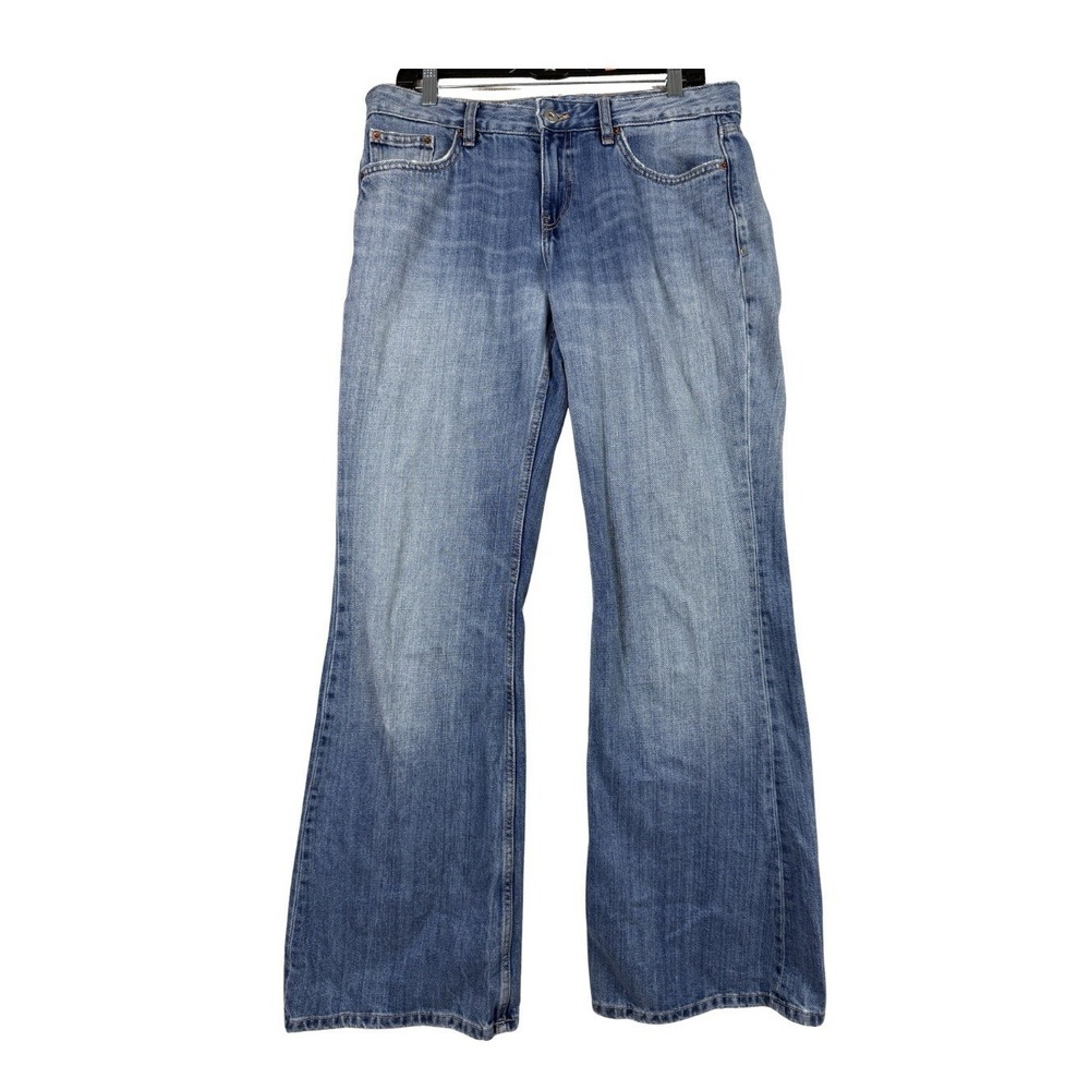 Zara TRF Mid Rise Boyfriend Jeans Womens Size 6 Distressed Denim 4365/222/400